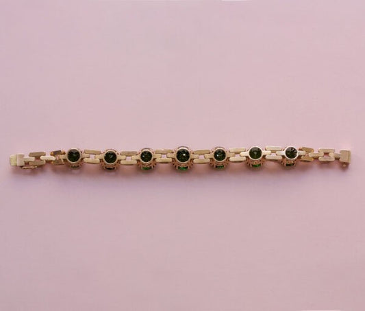 Vintage 24ct Green Tourmaline and Rose Gold Bracelet