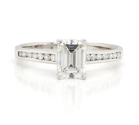 Emerald Cut 0.86ct Diamond Single Stone Engagement Ring, Certified