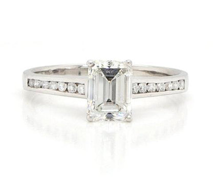 Emerald Cut 0.86ct Diamond Single Stone Engagement Ring, Certified