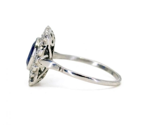 Art Deco Sapphire, Diamond and Platinum Dress Ring, 1.70 carats