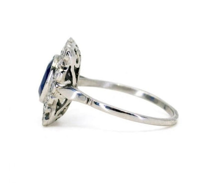 Art Deco Sapphire, Diamond and Platinum Dress Ring, 1.70 carats