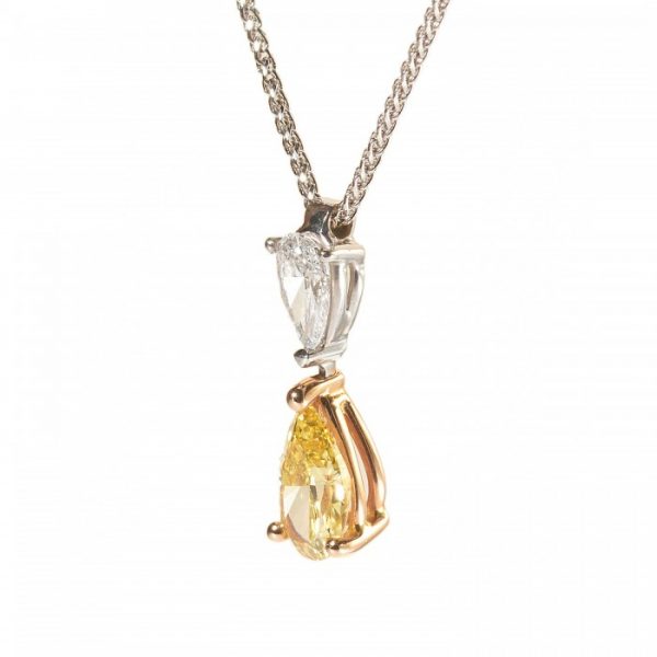 Fancy Yellow and White Diamond Pendant, GIA Certified