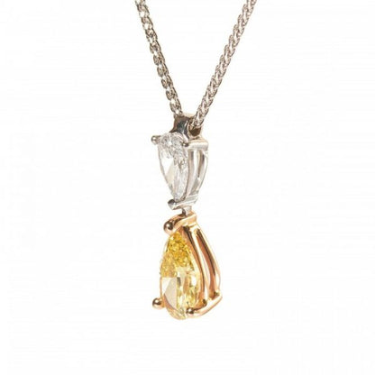 Fancy Yellow and White Diamond Pendant, GIA Certified