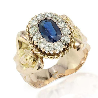 Antique Sapphire and Diamond Cluster Dress Ring
