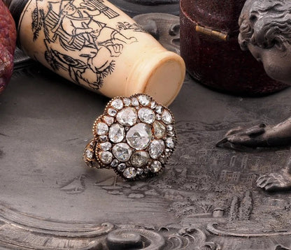 Antique Georgian 4.5ct Rose Cut Diamond Cluster Ring