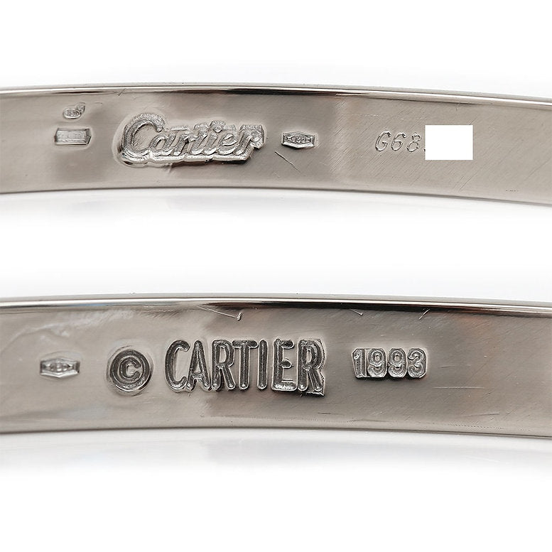 Vintage Cartier 18ct White Gold Love Bangle Bracelet, Circa 1990s