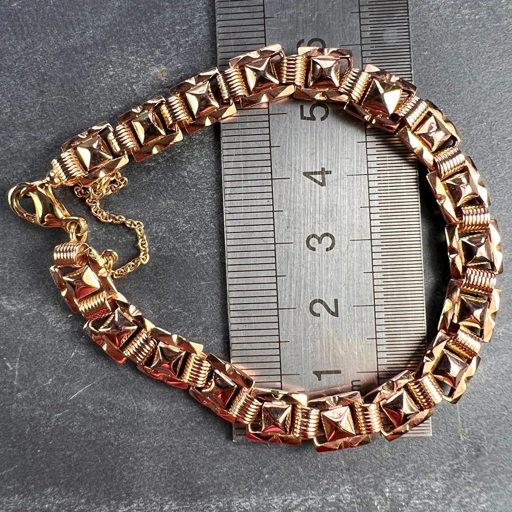 Vintage French Retro 18ct Rose Gold Tank Bracelet