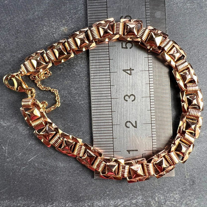 Vintage French Retro 18ct Rose Gold Tank Bracelet