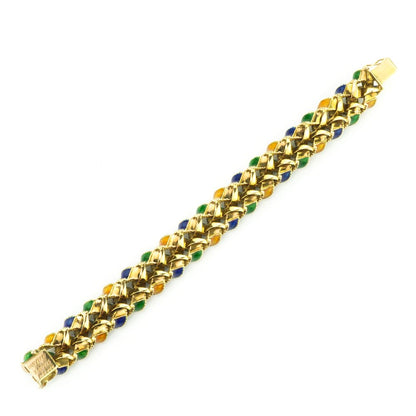 Vintage Van Cleef and Arpels 18ct Gold and Enamel Plait Bracelet, Signed and Numbered