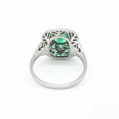 Colombian Emerald, Diamond and Platinum Cocktail Ring