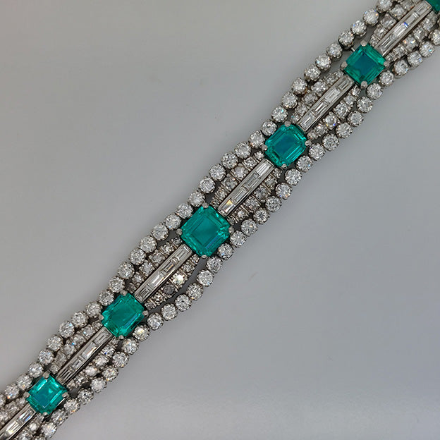 Fine 10cts Emerald and 15cts Diamond Bracelet