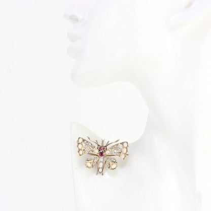 Antique Victorian Butterfly Brooch with Opals, Rubies and Diamonds