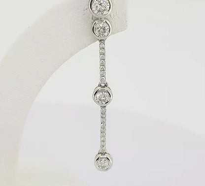 Contemporary Diamond Drops Earrings, 0.70 carats, 18ct white gold.