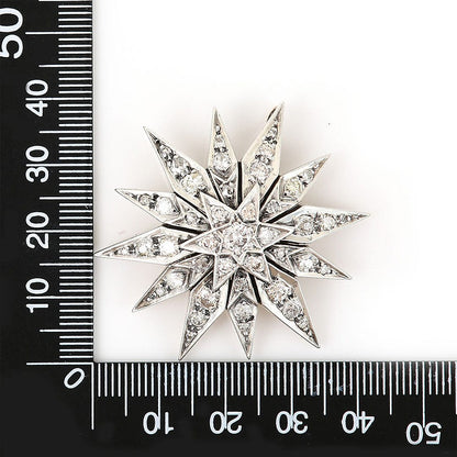 Vintage 2.3ct Diamond Star Brooch Pendant