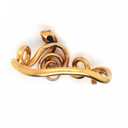 Antique Victorian Sapphire, Ruby and Gold Snake Bangle Bracelet