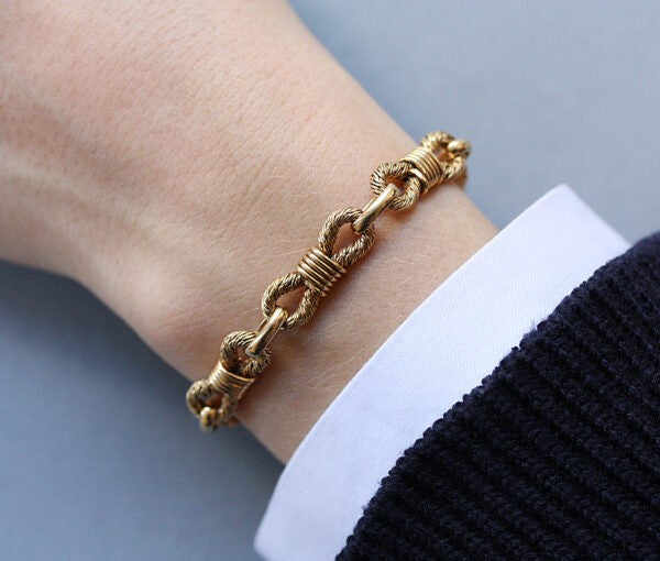 Georges Lenfant Vintage 18ct Yellow Gold Rope Link Bracelet, Circa 1970