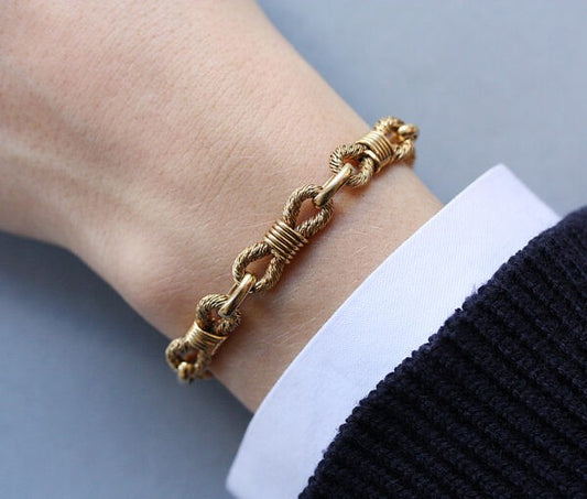 Georges Lenfant Vintage 18ct Yellow Gold Rope Link Bracelet, Circa 1970