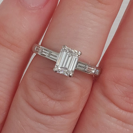 GIA Certified 1.03ct Emerald Cut Diamond Solitaire Engagement Ring in Platinum