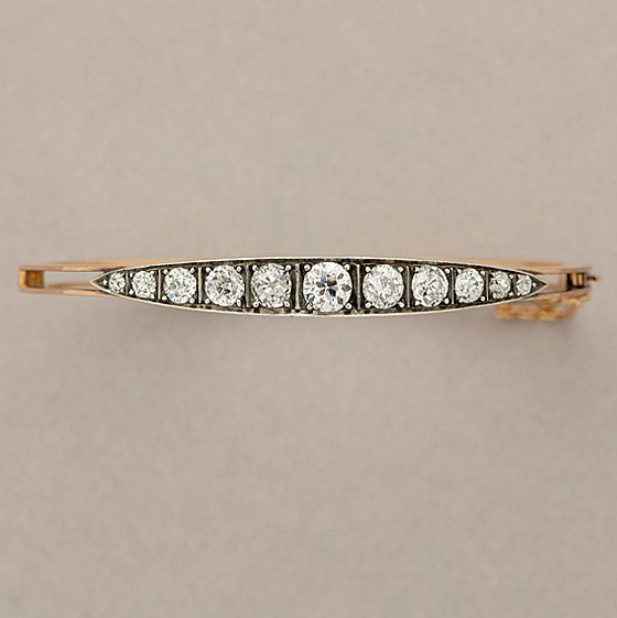 Victorian Antique 3cts Old Cut Diamond Bangle Bracelet