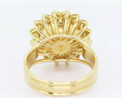 Golden South Sea Pearl and 2.00ct Fancy Yellow Diamond Cluster Ring, mounted in 18ct yellow gold