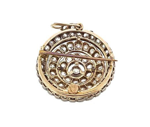 Antique Victorian Old-Cut Diamond Pendant Brooch, 5.00cts, Set in silver and gold.