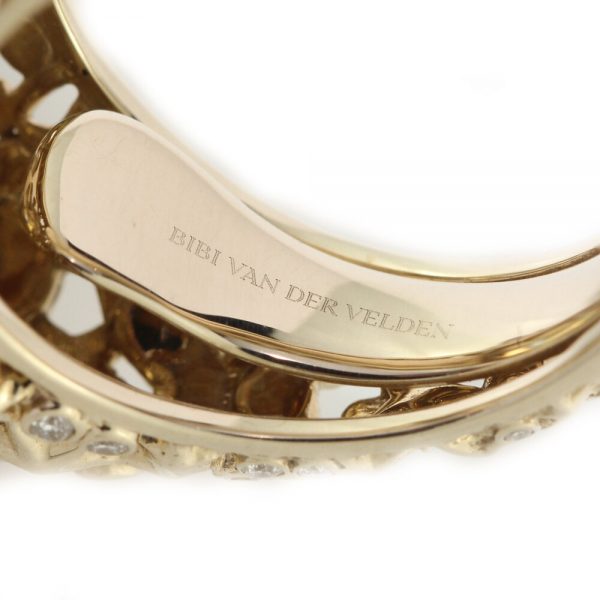 Bibi Van Der Velden Pearl Moonstone Diamond Ring in 18ct Yellow Gold