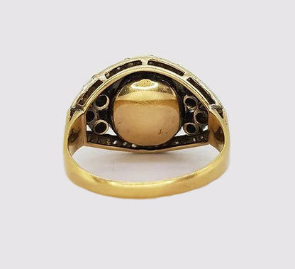 Antique Victorian Natural Sapphire and Rose Cut Diamond Ring