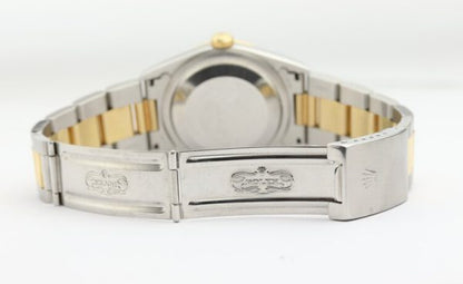 Rolex Oyster Perpetual Datejust 16233 Steel and Gold 36mm Automatic Watch with Original Mother of Pearl Dial, yellow gold fixed bezel, steel and gold Oyster bracelet with fold-over clasp, with Rolex box and papers