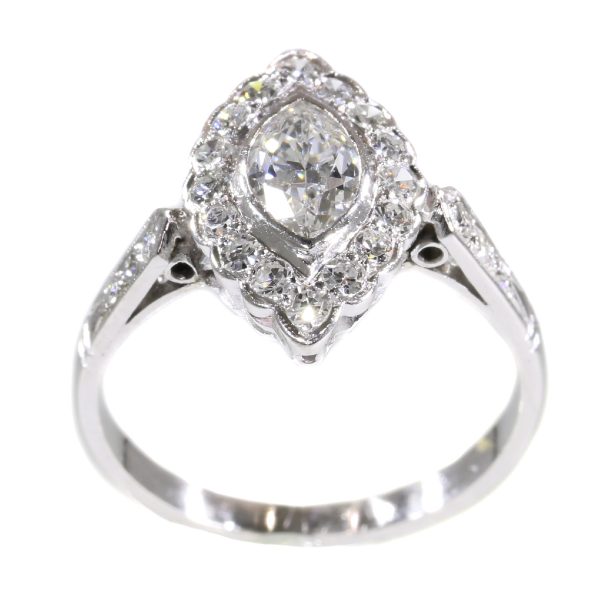 Vintage 1950s Marquise Diamond Cluster Ring, 0.85 carats