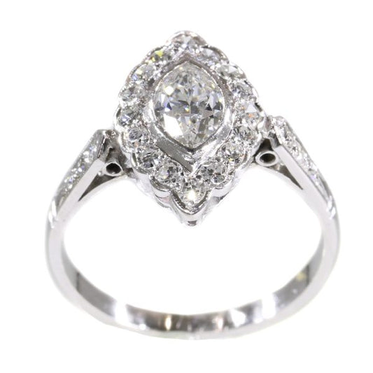 Vintage 1950s Marquise Diamond Cluster Ring, 0.85 carats