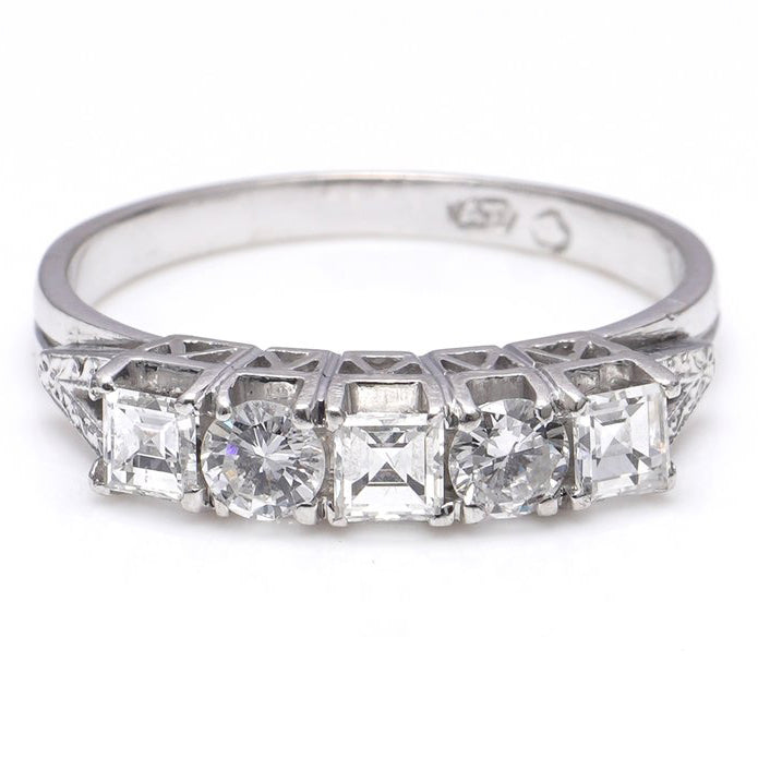 Brilliant and Princess Cut 0.75ct Diamond Five Stone Ring