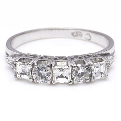 Brilliant and Princess Cut 0.75ct Diamond Five Stone Ring