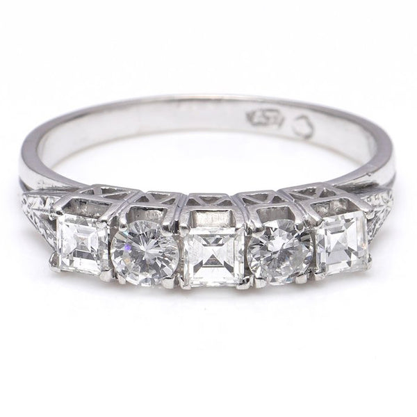 Brilliant and Princess Cut 0.75ct Diamond Five Stone Ring