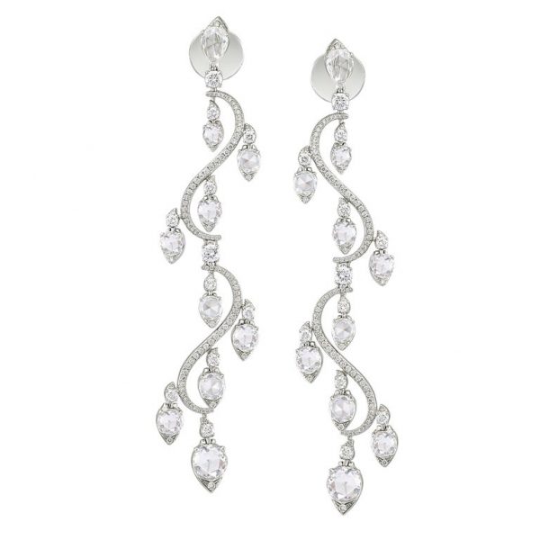 Diamond Rondelle Drop Earrings, 4.21 Carat Total, 18ct White Gold