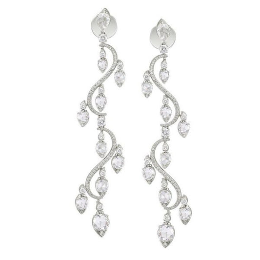 Diamond Rondelle Drop Earrings, 4.21 Carat Total, 18ct White Gold
