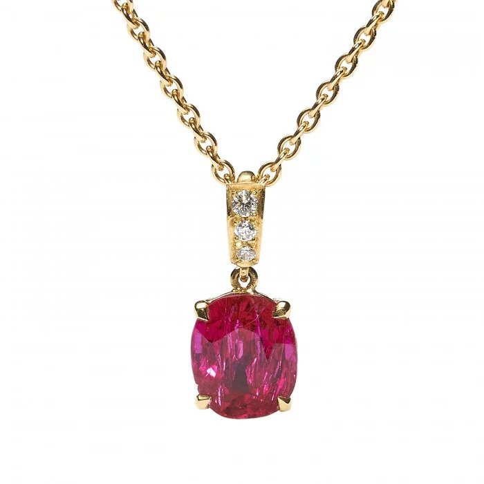 Ruby and Diamond Pendant, certified natural ruby with no heat treatment