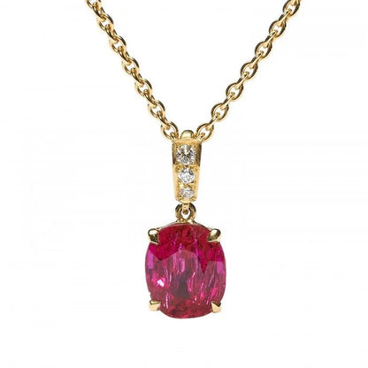 Ruby and Diamond Pendant, certified natural ruby with no heat treatment