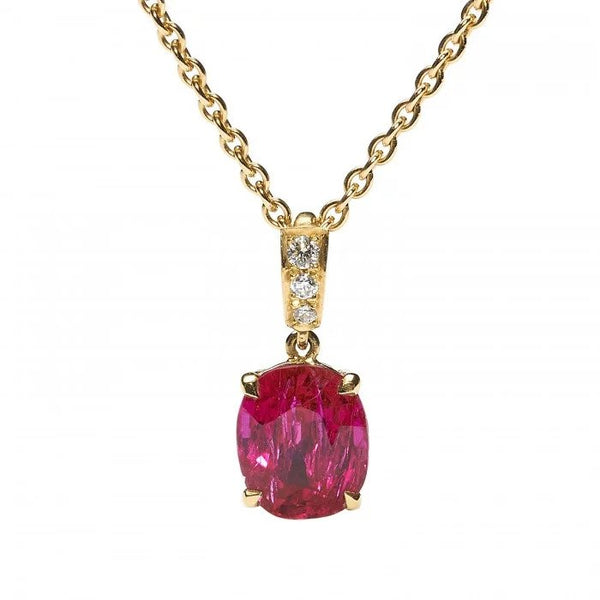 Ruby and Diamond Pendant, certified natural ruby with no heat treatment