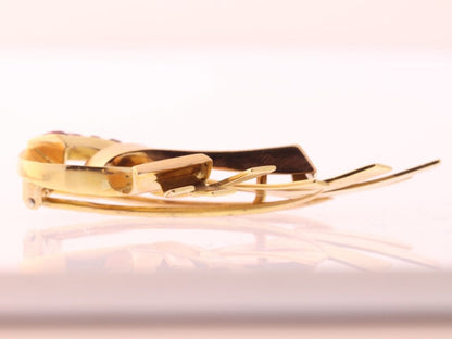 Vintage French Retro Channel set Ruby Brooch, 18ct Gold, Circa 1940