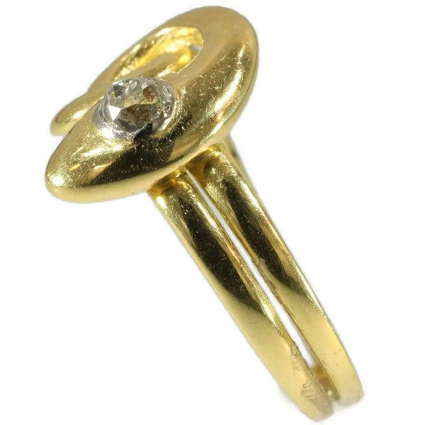 Antique Victorian Old Cut Diamond Snake Ring, 18ct Yellow Gold, c.1890