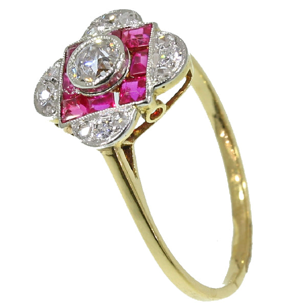 Art Deco Style Old Cut Diamond Target Cluster Ring, 18ct Gold