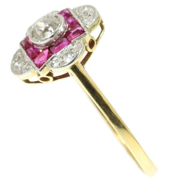 Art Deco Style Old Cut Diamond Target Cluster Ring, 18ct Gold