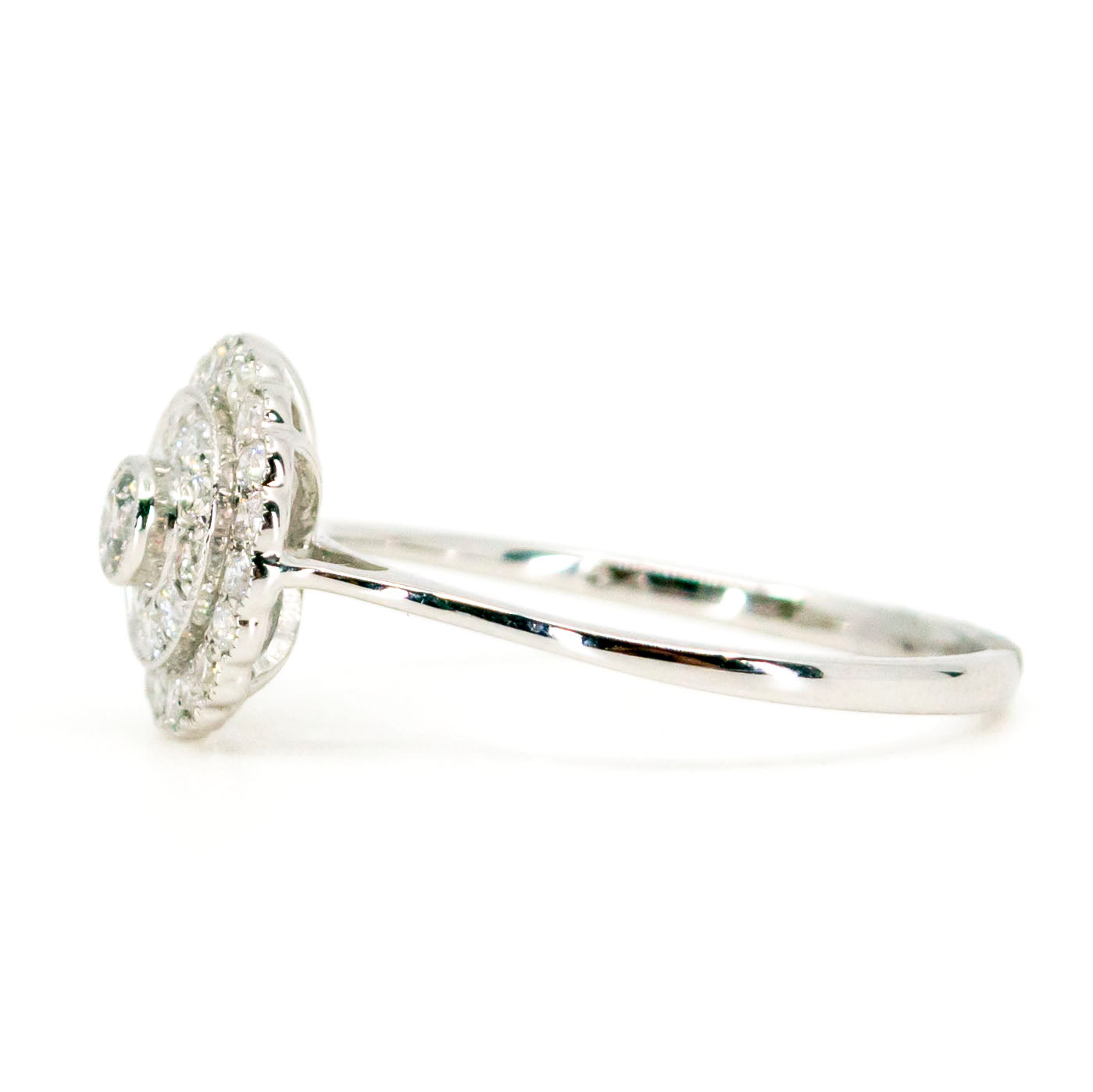 Contemporary 18 Carat White Gold Diamond Cluster Ring, 0.35 Carat