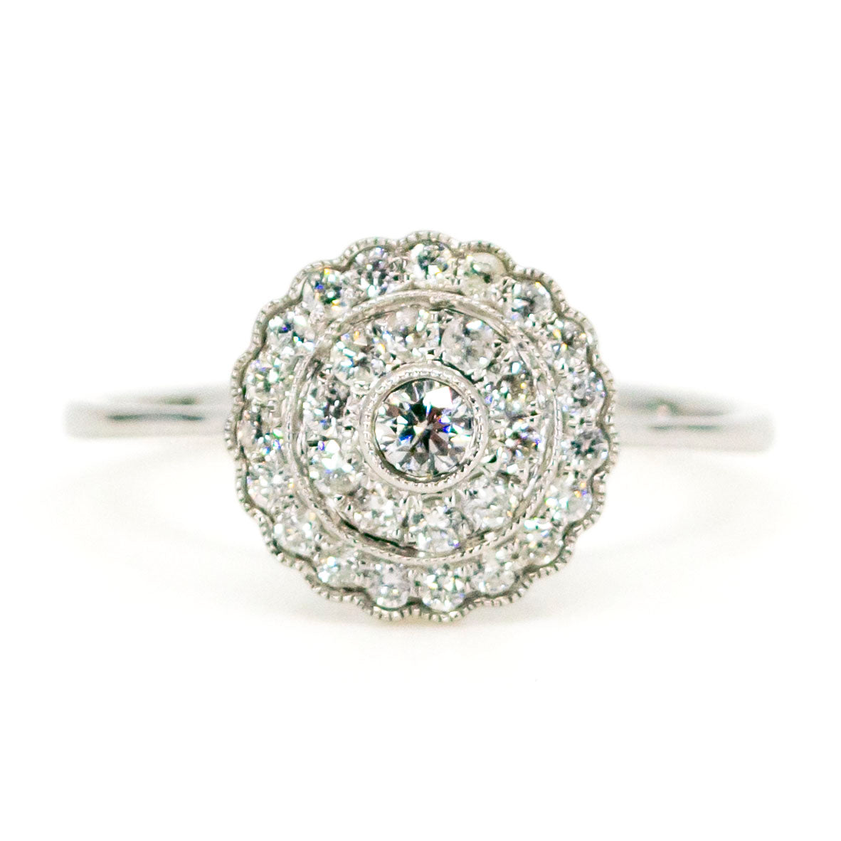 Contemporary 18 Carat White Gold Diamond Cluster Ring, 0.35 Carat
