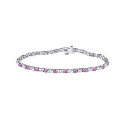 Pink Sapphire and Diamond Line Bracelet, totaling 8.97 carats