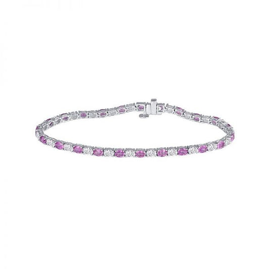 Pink Sapphire and Diamond Line Bracelet, totaling 8.97 carats
