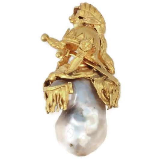 Victorian Baroque Pearl Pendant, Warrior Adornments in 18ct Yellow Gold