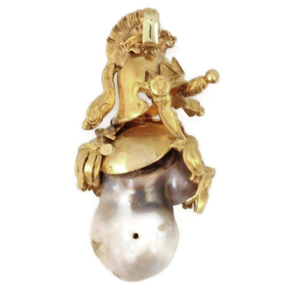 Victorian Baroque Pearl Pendant, Warrior Adornments in 18ct Yellow Gold