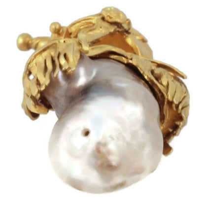 Victorian Baroque Pearl Pendant, Warrior Adornments in 18ct Yellow Gold