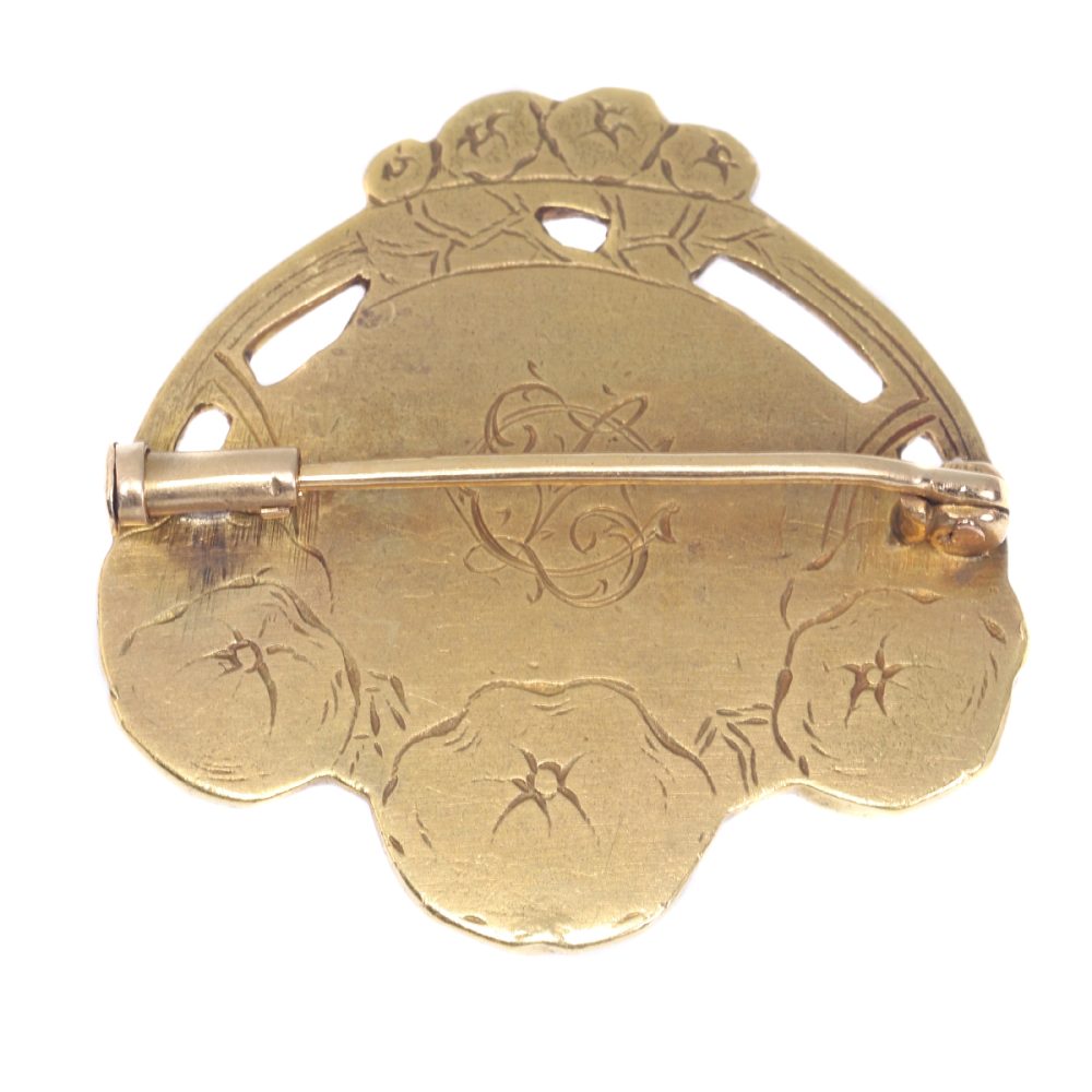 Antique Art Nouveau Zacha Diamond Set 18ct Gold Brooch